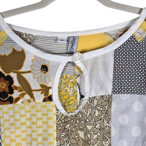 National Picnic Dress Womens Medium Yellow Patchwork 3/4 Sleeve Made in USA - Picture 4 of 11